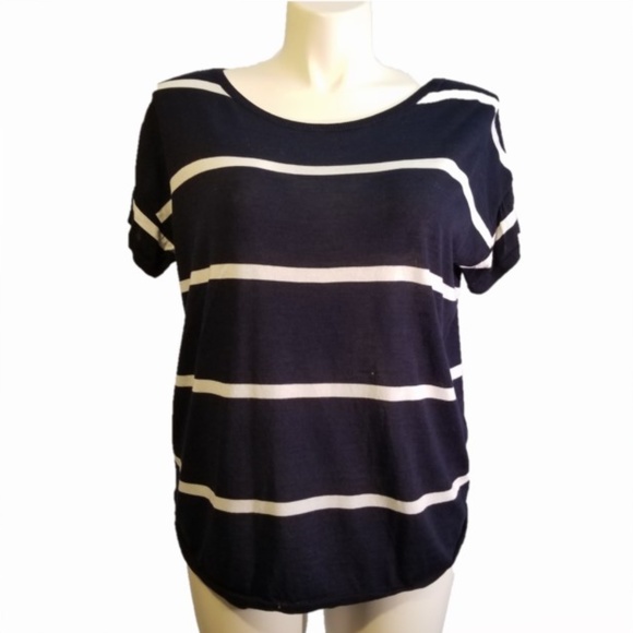 Talbots Tops - Talbots Navy and White Block Stripe Tee XL